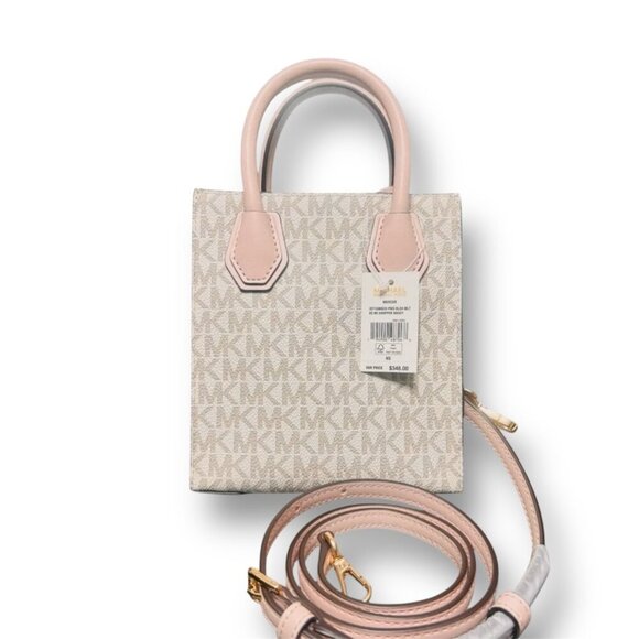 Michael Kors Mercer XS Shopper Crossbody Bag Rose Powder Blush Leather NWT $348 - Picture 3 of 10